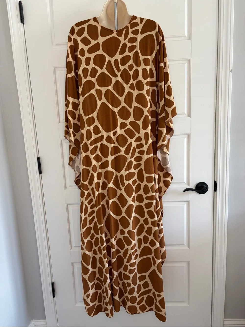Women’s Giraffe Print Swim Coverup Kaftan Brown/Cream Neutral One Size Resort